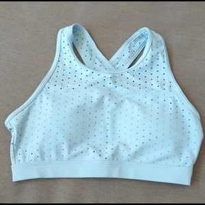 BuffBunny Allure Laser Cut High Neck Sports Bra Size Medium Icy Blue